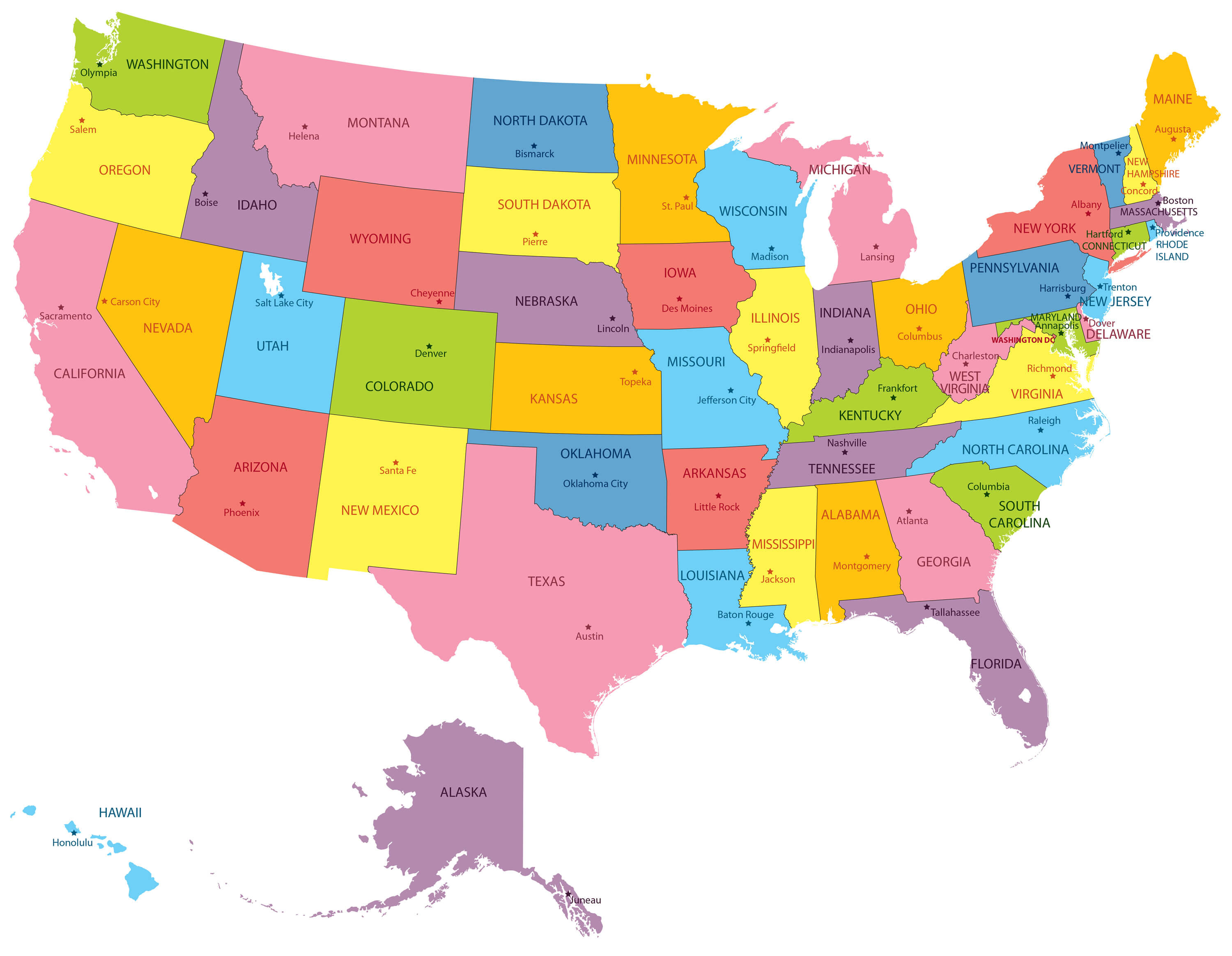 Vector Illustration of a High Detail USA Map